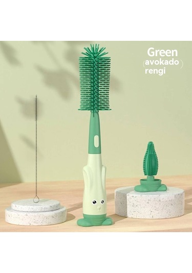 Biberon Fırçası Temizleme Fırçası Yenidoğan Bebek Özel Emzik Saman Fırçası Silikon