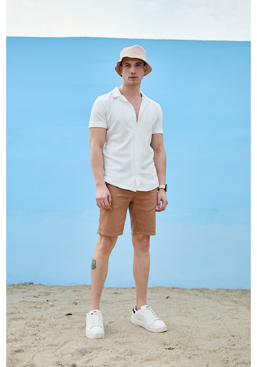 Vizon Renk Chino Erkek Şort Vizon