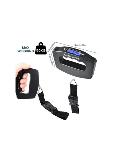 Wondernest Taşınabilir Siyah Dijital Bagaj Ölçeği 50kg Lichen Hg Siyah