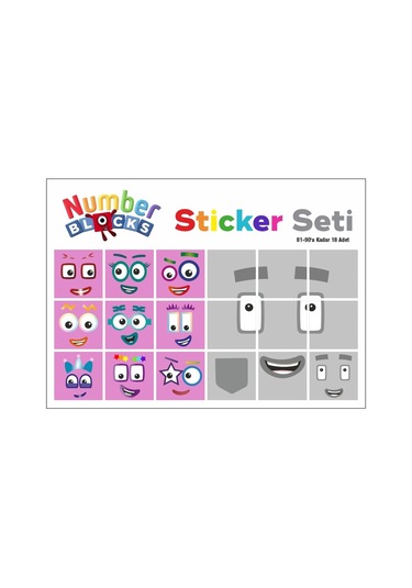 Number Blocks Matematik Eğitici Birim Küp Snapcubes /81-90 Sticker 18 Pcs