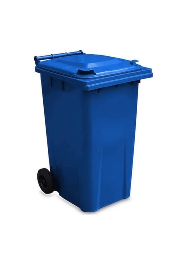 3 Adet Mavi Plastik Çöp Konteyneri 240 Litre - Isıya Karşı Dayanı