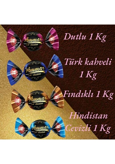 Ammar Bitter Kaplamalı Dutlu Türk Kahveli Fındıklı Hindistan Cevizli Çikolata 4'lü