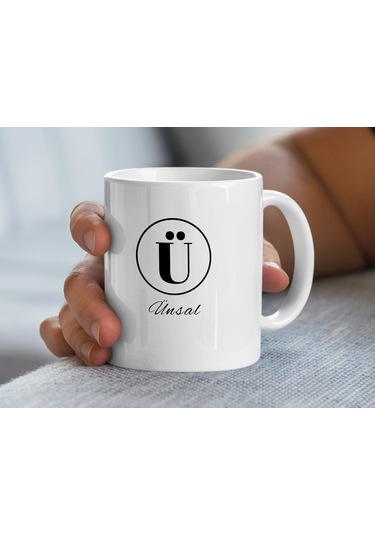 Ünsal İsimli Kupa Bardak, Harfli Bardak, Hediye Kupa Bardak, Kahve Kupa Bardak Beyaz