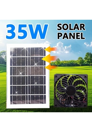 Boatshop1 1 Adet Güneş Paneli Tipi 1 Fan Seti Sera Soğutma Termal Yalıtım Malzemesi Solar Enerji Tavuk Kümesi Fanı