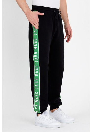 Jahr Marc Yeşil Şeritli Siyah Erkek Eşofman Altı Siyah