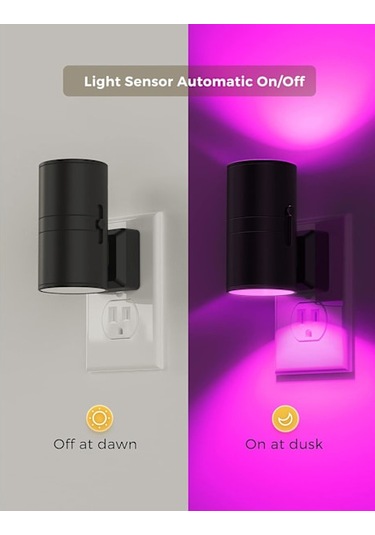 Duvar Prizi İçin Gece Lambası, Lohas Renk Değiştiren Rgb Gece Lambası, Alacakaranlık Sensörlü, Koridor Yatak Odası Çocuk Odası, 2'li Paket Çok Renkli