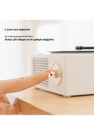 Atomik Vinil Kayıtlı Bluetooth Hoparlör-beyaz