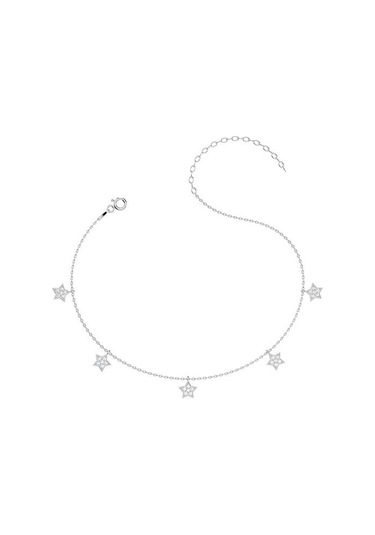 İndigo Takı Küçük Yıldız Beyaz Gümüş Halhal Çok Renkli