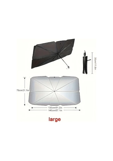 Boatshop1 Premium Titanyum Gümüş Siyah Güneş Şemsiyesi 1 Adet Araba Güneşlik Ön Cam Isı Yalıtımı Uv Koruma Tüm Modeller İçin
