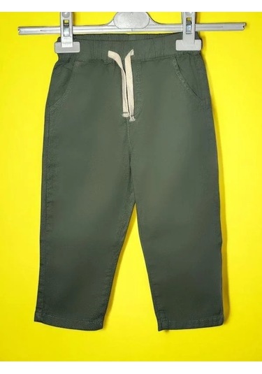Erkek Bebek Keten Beli Paçası Lastikli Pantolon-15708 Yeşil