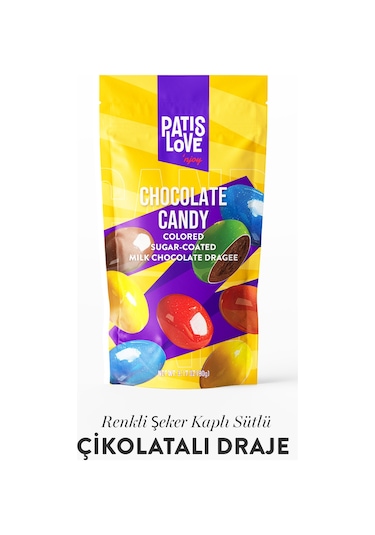 Patislove Renkli Şeker Kaplı Sütlü Çikolatalı Draje, 90g