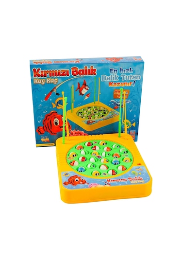 Pilli Balık Tutma Oyunu 24 Balık 4 Oltalı Müzikli Kırmızı Balık