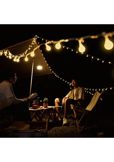 Symbee Dış Mekan Gölge Işığı: 10m 80 Led Su Geçirmez Balon Işık Zinciri, Güneş Gibi Parlak, Kamp Ve Çadır İçin Zirve Atmosfer Üç Hatlı Versiyon Diğer