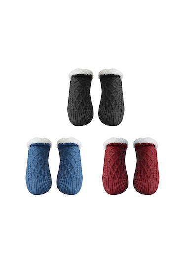 Xiyyadms Evde Kullanım İçin Kaydırmaz Tabanlı Kalın Polar Çorap - Siyah, 40-42 Beden, Unisex DiğER