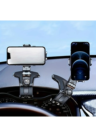 Xuweiwei 1 Adet Siyah Evrensel Araba Telefon Tutucu 360 Derece Dönebilen Karbon Fiber Desenli Şok Emici Abs Çok Fonksiyonlu Navigasyon Tutucu