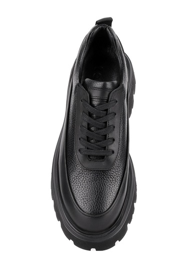 Shoetyle - Siyah Hakiki Deri Bağcıklı Erkek Günlük Ayakkabı 115-k534-1325 Siyah