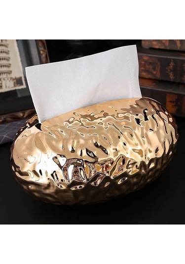 Gold Dekoratif Peçetelik Modern Tasarım Parlak Altın Masa Üstü Aksesuar
