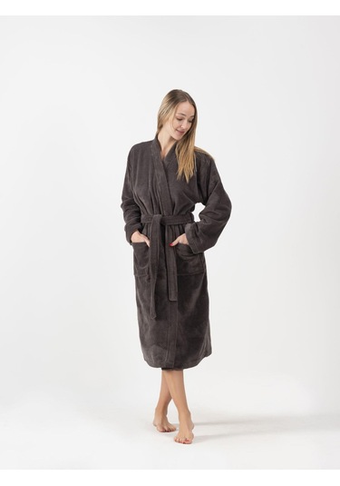 Kadife Kimono Bornoz Unisex Beyaz