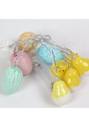 Geeksen Pili İçermeyen 1.65m 10 Led Yumurta Ve Tavukçuğu Şekilli Sürekli Açık Led Işık Zinciri - İç/ Dış Mekan Dekorasyonu, Piyango, Parti Çok Renkli