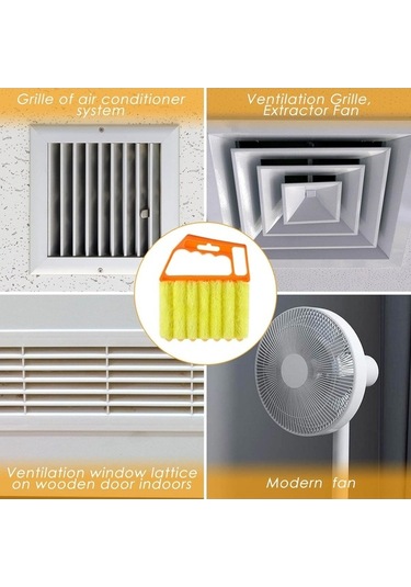 Tongxida 7 Parmaklı Pencere Temizleme Fırça - Pp Kollu Derin Temizleyici 2 Adet, Turuncu Ve Sarı