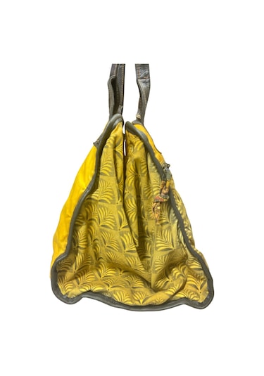 Kaliteli Eskitme Organik Vintage Salaş Desenli Günlük Gezi Seyahat Plaj Kadın Omuz El Çantası M Sarı Kahve