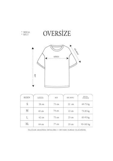 - Unisex Ön Ve Kol Baskılı Oversize T-shirt - Siyah SIYAH