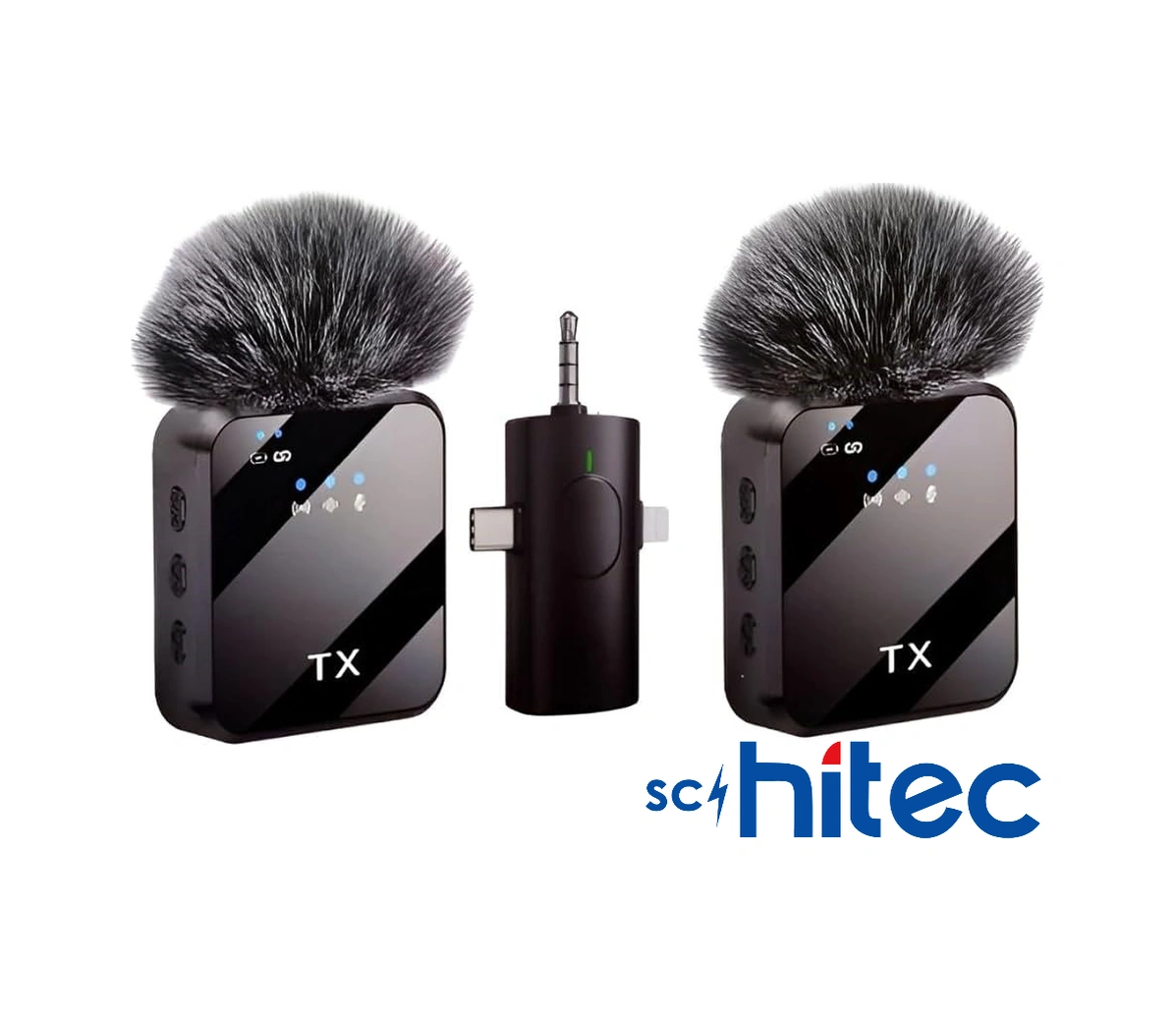 Schitec 3in1 Type-c Lightning 3.5mm Çıkışlı İkili Kablosuz Hd Wireless Yaka Mikrofonu F11-2