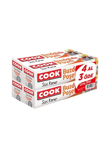Cook Orta Boy Buzdolabı Poşeti 20'li 4 Paket 24 x 38 CM