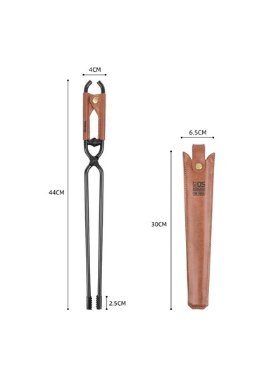 Homyl Kamp Ateşi Maşası Şömine Pu Deri Saplı Ve Kollu Siyah Ve Kahverengi Siyah - Kahverengi