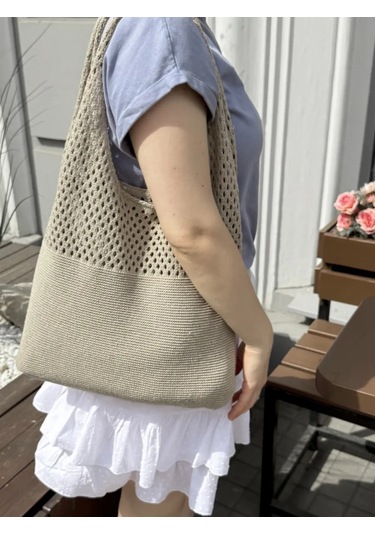 Uniquest Örgü Plaj Çantası 371272282 Gri