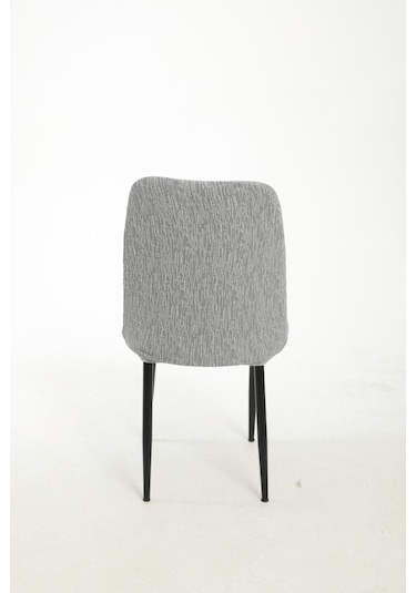 Upmall Jakarlı Oval Sandalye Kılıfı,sandalye Örtüsü Gri 6 Adet