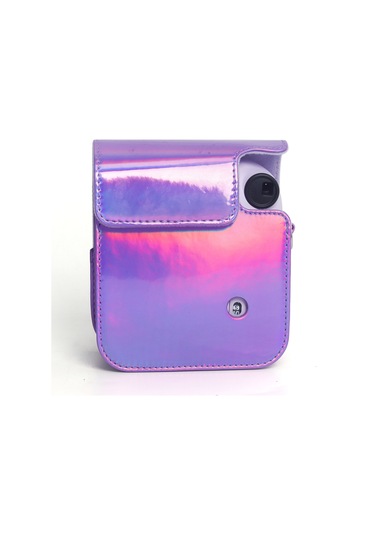 Instax Mini 12 Makine Uyumlu Lila Parlak Deri Kılıf