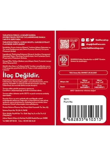 TheLifeCo Ferco +2 Değerlikli Demir Damlası 30 ML