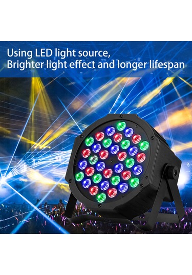 Youtek 36 Led Renkli Sahne Işığı 36w Sesli Kontrol İle Bar Düğün Gösteri Par Işık Siyah 110v Abd Tipi Siyah