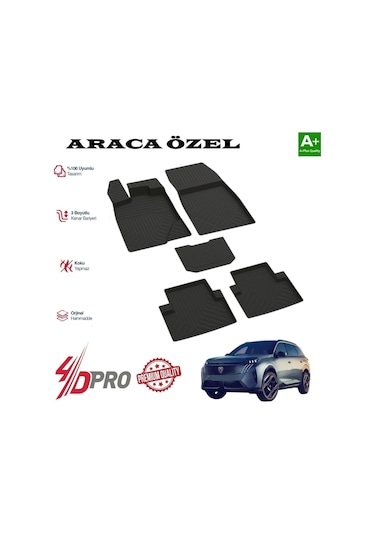 Peugeot 5008 Hybrıt 4-d Havuzlu Kauçuk Paspas Siyah 2024 2025 2026