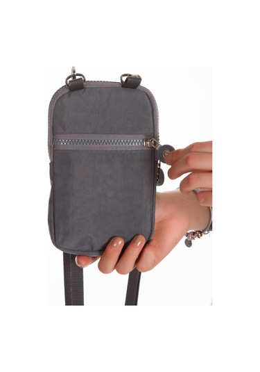 Newish Polo Suya Dayanıklı Krinkıl Kumaş Gri Kadın Çapraz Omuz Ve Bel Çantası - Kadın Gri