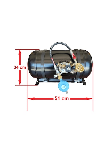 Karavan Lpg Tankı Yatay 22 Litre Tak Kullan Siyah