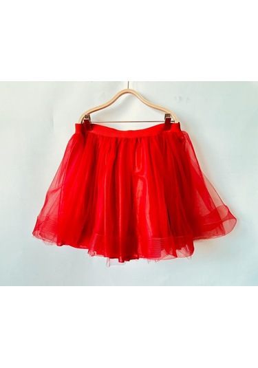 Gala Altı Grinli Kabarık Kız Çocuk Tütülü Etek Kırmızı