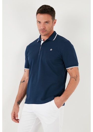 Buratti % 100 Pamuk Düğmeli Regular Fit Erkek Polo Yaka T Shirt 5902118 Indigo