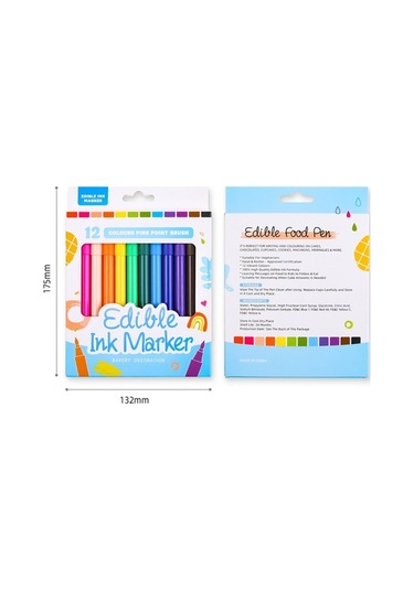 Novahub 12 Renkli Yenilebilir Pasta Dekorasyon Kalemi - Kek Ve Kurabiye İçin Çok Renkli, Çocuklar İçin Mükemmel Çok Renkli