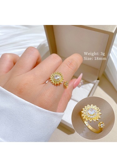 Geometrik Elmas Taşlı Yuvarlak İnci Yüzük No.94 Çok Renkli