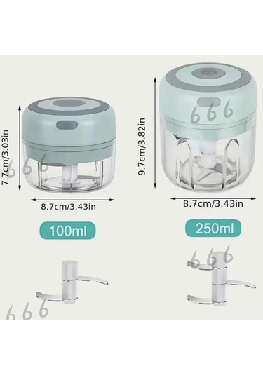 Besthome1 Usb Şarjlı Elektrikli Pestle Blender Seti - Yeşil, 250+100 Ml, Çift Bardak, Çift Bıçak, 36 W, Plastik Gövde Diğer