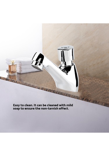 Xindoker Tam Bakır Tek Soğuk Suyu Zaman Gecikmeli Basma Tipi Lavabo Musluğu 4-6 Saniye Otomatik Kapanma, Su Tasarrufu