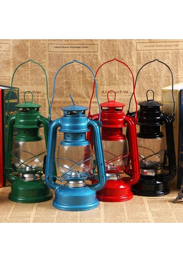 Yunboo Yeşil Vintage Demir Cam Feneri, Nostaljik Ev Dekoru, Çadır Yemeği Ve Dış Mekan Aktivitesi Için Taşınabilir Alet Yeşil