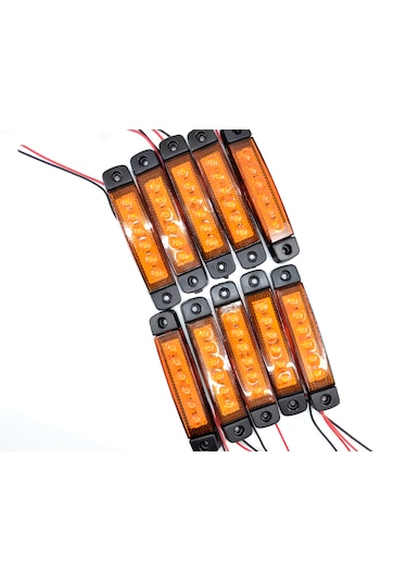 10 Adet Sarı Parmak Lamba 6 Led 12v 24v