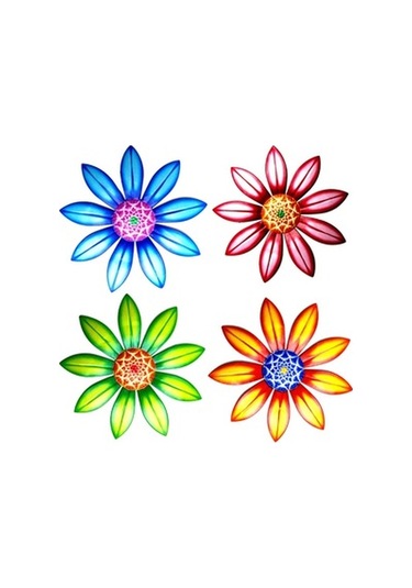 Lijinxu 4x Metal Çiçek Duvar Dekoru/duvar I Heykel/sundurma