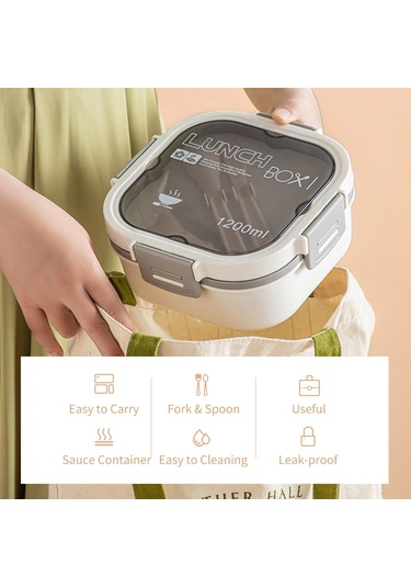 Qingmipy 4 Bölmeli Çift Katmanlı Salata Saklama Kabı, Soslu Seyahat Ve Okul İçin Pratik Yemek Taşıma Çözümü Mavi