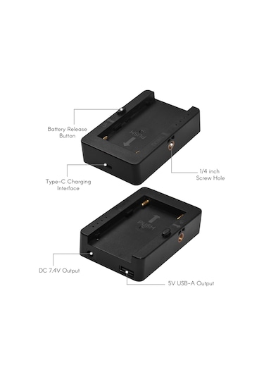 Geeksen Np-f Pil Şarj Adaptörü - Type-c Girişli, Usb 5v Ve 7.4v Çıkışlı, Np-f550/f750/f970 Uyumlu