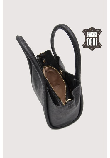 Hakiki Deri Kadın Organizerlı El Çantası Siyah Smr9206 Siyah