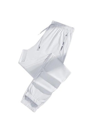 Unisex Streç Hızlı Kuruyan Pantolon Buz İpek Spor Streç Aktif Pantolon Bağcıklı Günlük Bol Jogger Cepli Yürüyüş Seyahat İçin Açık Gri